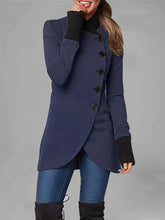 Aurohaya Everyday Women’s Winter Coat with Button Closure, Split Hem & Stand Collar Casual Fashion Outerwear